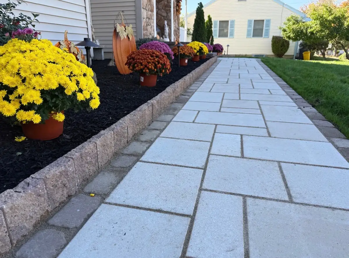 Fresh mulch installation around landscape beds
